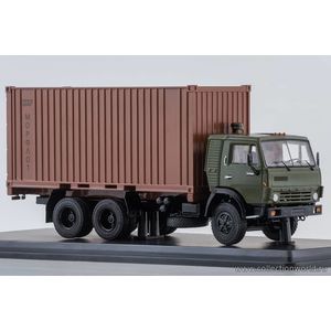 модели в масштабе 1:43 КАМАЗ-53212 с 20-футовым контейнером, темно-зеленый Коллекционная модель в масштабе 1:43 КАМАЗ-53212 с 20-футовым контейнером, темно-зеленый.ПОД ЗАКАЗ