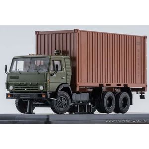 модели в масштабе 1:43 КАМАЗ-53212 с 20-футовым контейнером, темно-зеленый Коллекционная модель в масштабе 1:43 КАМАЗ-53212 с 20-футовым контейнером, темно-зеленый.ПОД ЗАКАЗ