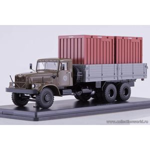 Коллекционная модель в масштабе 1:43 КРАЗ-257Б1 бортовой с контейнерами, хаки/серый.ПОД ЗАКАЗ Коллекционная модель в масштабе 1:43 КРАЗ-257Б1 бортовой с контейнерами, хаки/серый.ПОД ЗАКАЗ