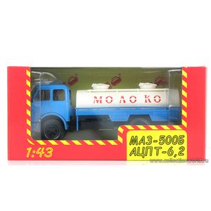 модели в масштабе 1:43 МАЗ АСРТ-6,2 Молоко, голубой / белый Коллекционная модель в масштабе 1:43 МАЗ АСРТ-6,2 Молоко, голубой / белый