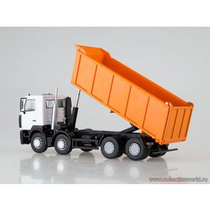 модели в масштабе 1:43 МАЗ-6516 самосвал 8x4 белый/жёлтый Коллекционная модель в масштабе 1:43 МАЗ-6516 самосвал 8x4 белый/жёлтый (4-х осный)