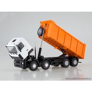 модели в масштабе 1:43 МАЗ-6516 самосвал 8x4 белый/жёлтый Коллекционная модель в масштабе 1:43 МАЗ-6516 самосвал 8x4 белый/жёлтый (4-х осный)